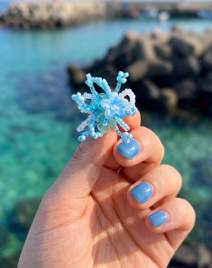 Sky Bloom Crystal Jelly Flower Bead Earrings | K-Style Handmade