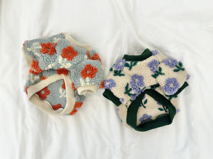 Floral Embroidery Dog Sherpa Fleece Sweater - Winter Pullover