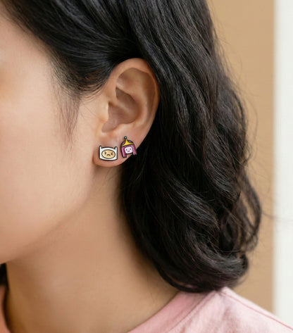 Adventure Time Character Stud Earrings - Finn Jake BMO PB Silver Post Set