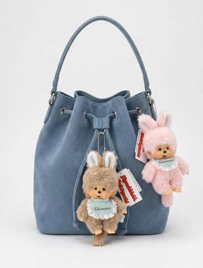 Chimutan Plush Bag Charm Keychain — K-Style Monchhichi Friend (Pink / Brown)