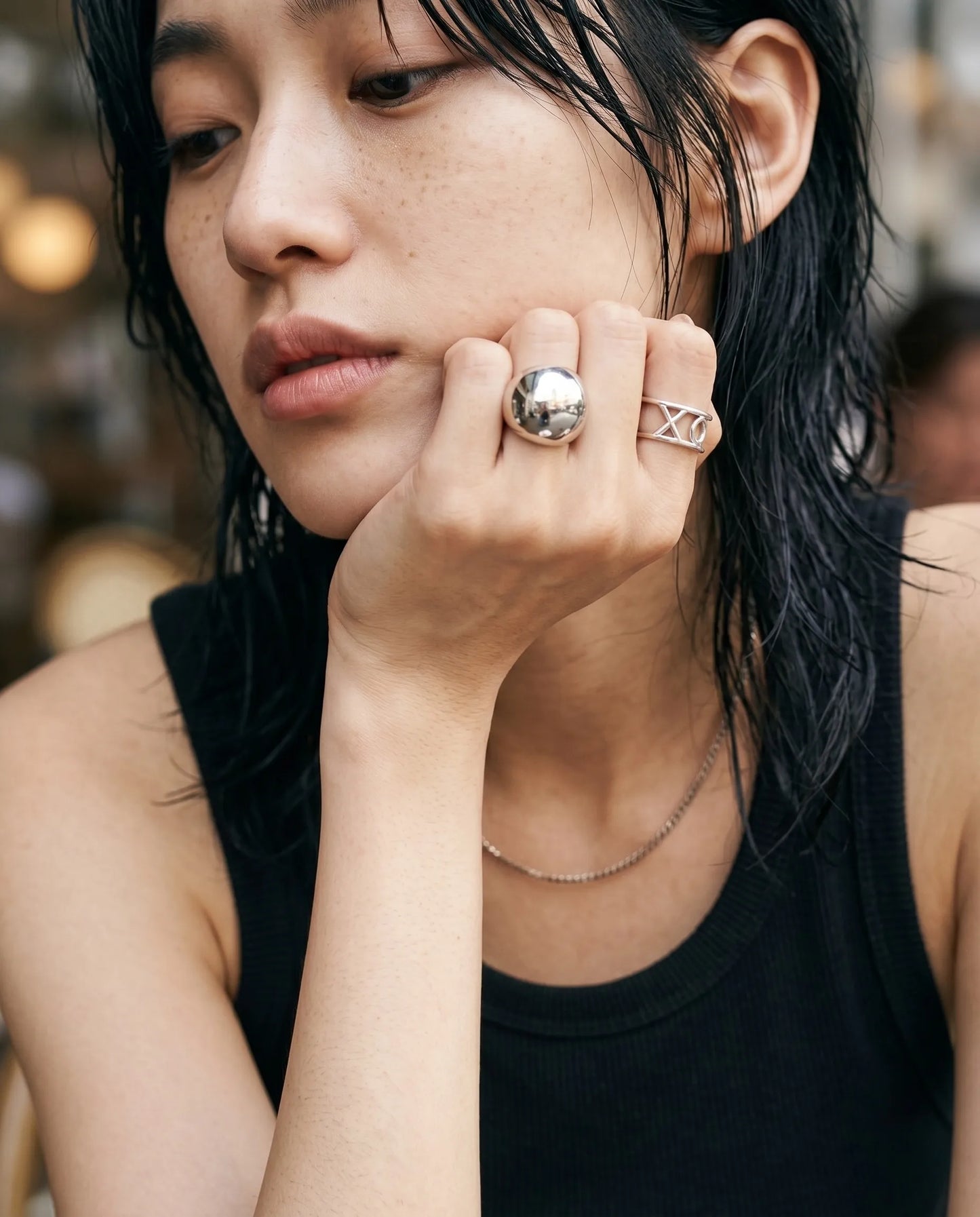 Chunky XO 925 Sterling Silver Bold Wide Band Ring | Handmade Korea