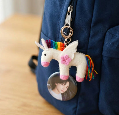 Handmade Rainbow Unicorn Keychain | Needle Felted Bag Charm 2 Styles