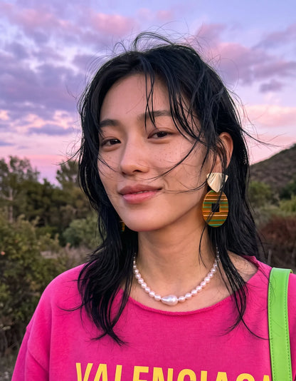 Hawaii Sunset Stripe Acrylic Drop Earrings, K-Style Resort
