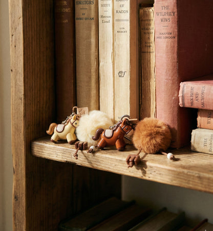 Foxy Pony Horse Keychain Bag Charm with Fluffy Pompom 2 Colors