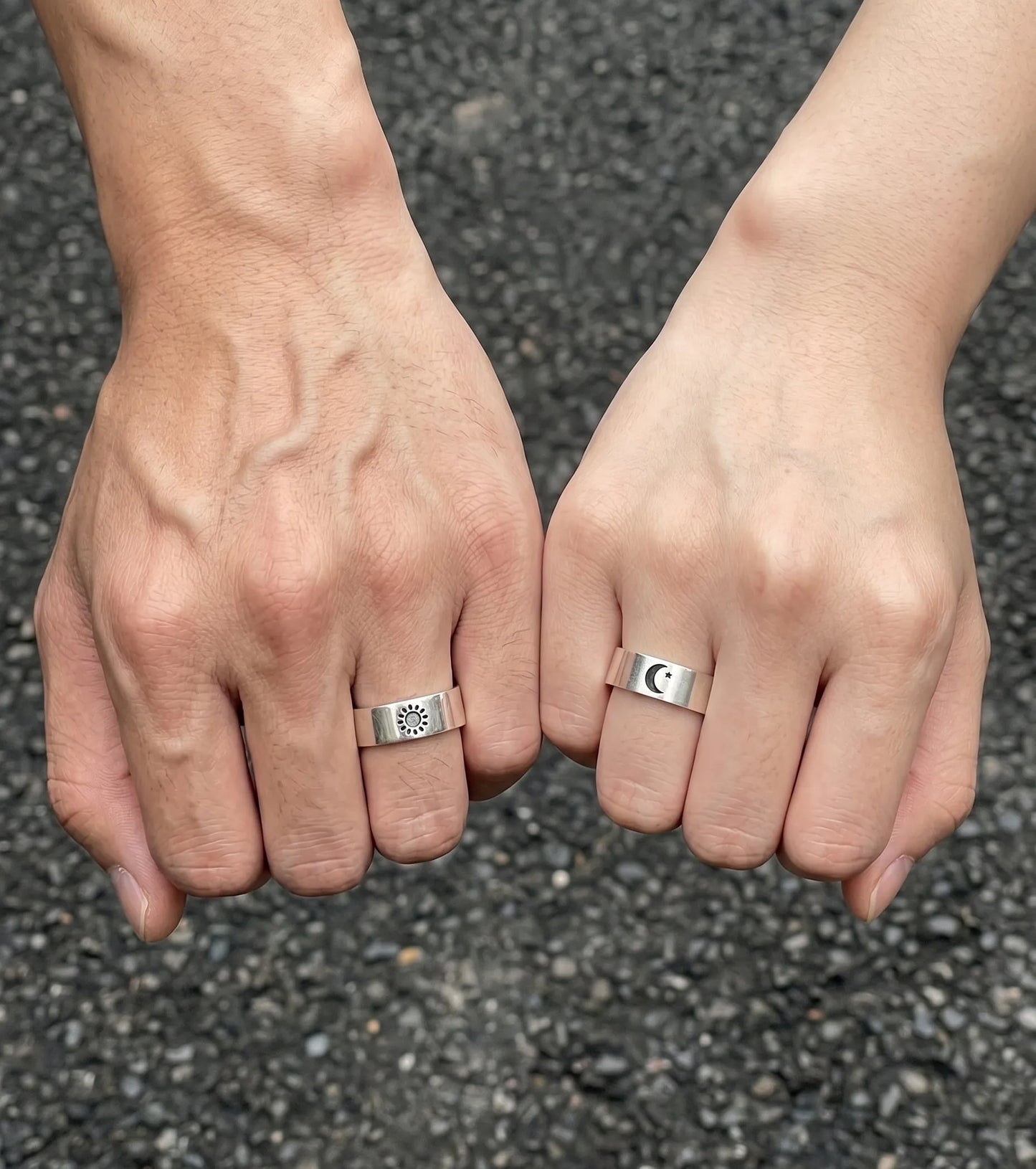 Sun & Moon Promise Ring — 925 Silver | Matching Set