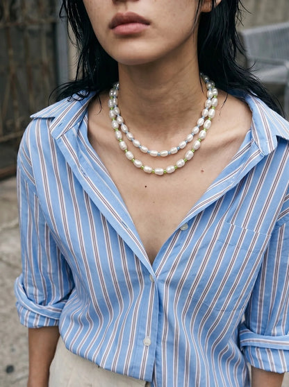 Real Freshwater Pearl & Color Bead Choker Necklace | Y2K Kitsch Neck Stack
