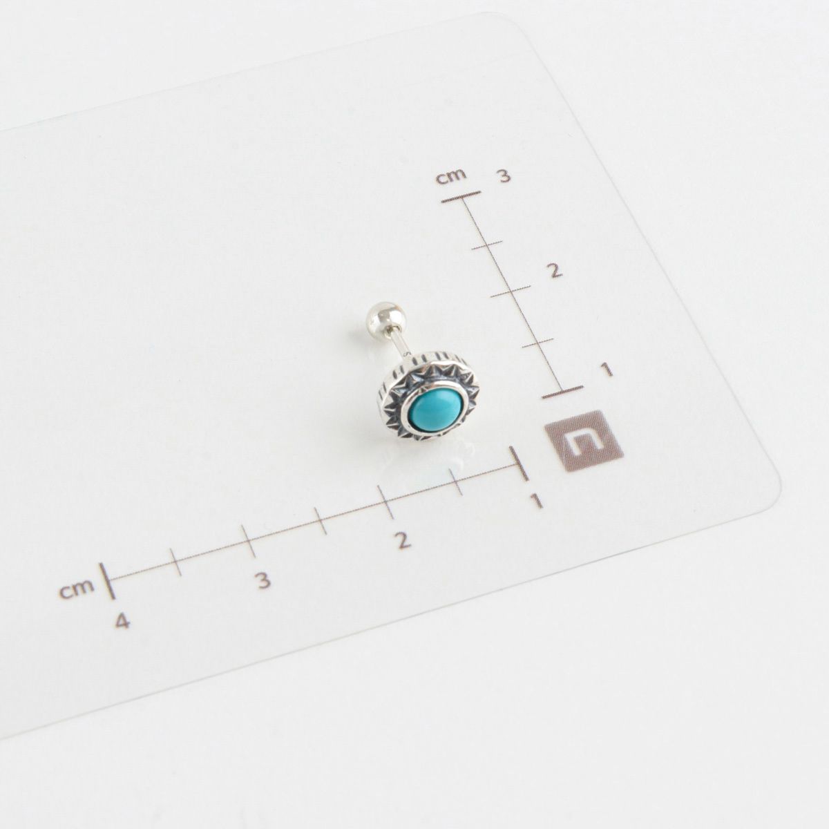 Vintage 925 Silver Post Barbell Stud Earrings - Turquoise & Onyx