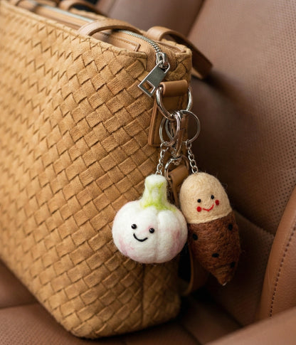 Handmade Nepal Wool Felt Vegetable Keychain Set - 5 Styles