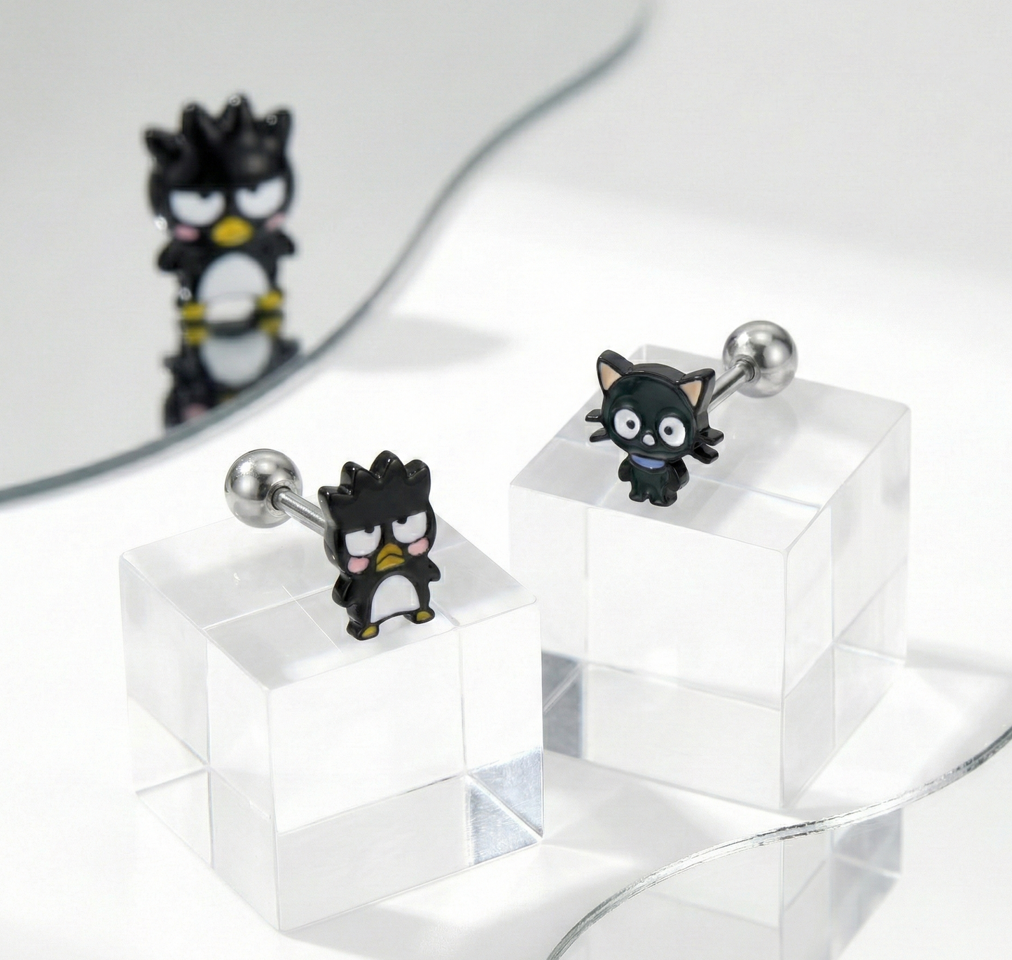 Handmade Badtz-Maru & Chococat Piercing Studs | Surgical Steel Cartilage Earrings