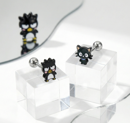 Handmade Badtz-Maru & Chococat Piercing Studs | Surgical Steel Cartilage Earrings