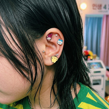 Micro CZ Triangle & Square Surgical Steel Barbell Piercing — 3 Colors