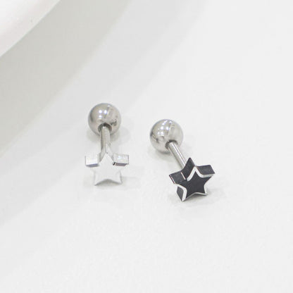 Surgical Steel Moon Star Smiley Cartilage Piercing Studs - Silver & Black