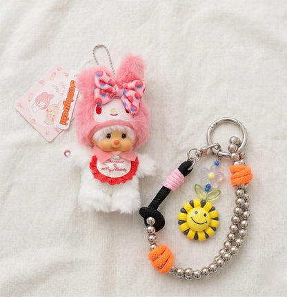 Monchhichi x My Melody & Kuromi Plush Bag Charm Keychain (Sold Individually)