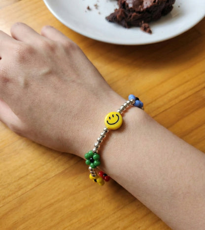 925 Sterling Silver Ball "Hug Me" Gummy Bear & Smiley Garden Beaded Bracelet – Y2K Kidcore Aesthetic | 4 Options