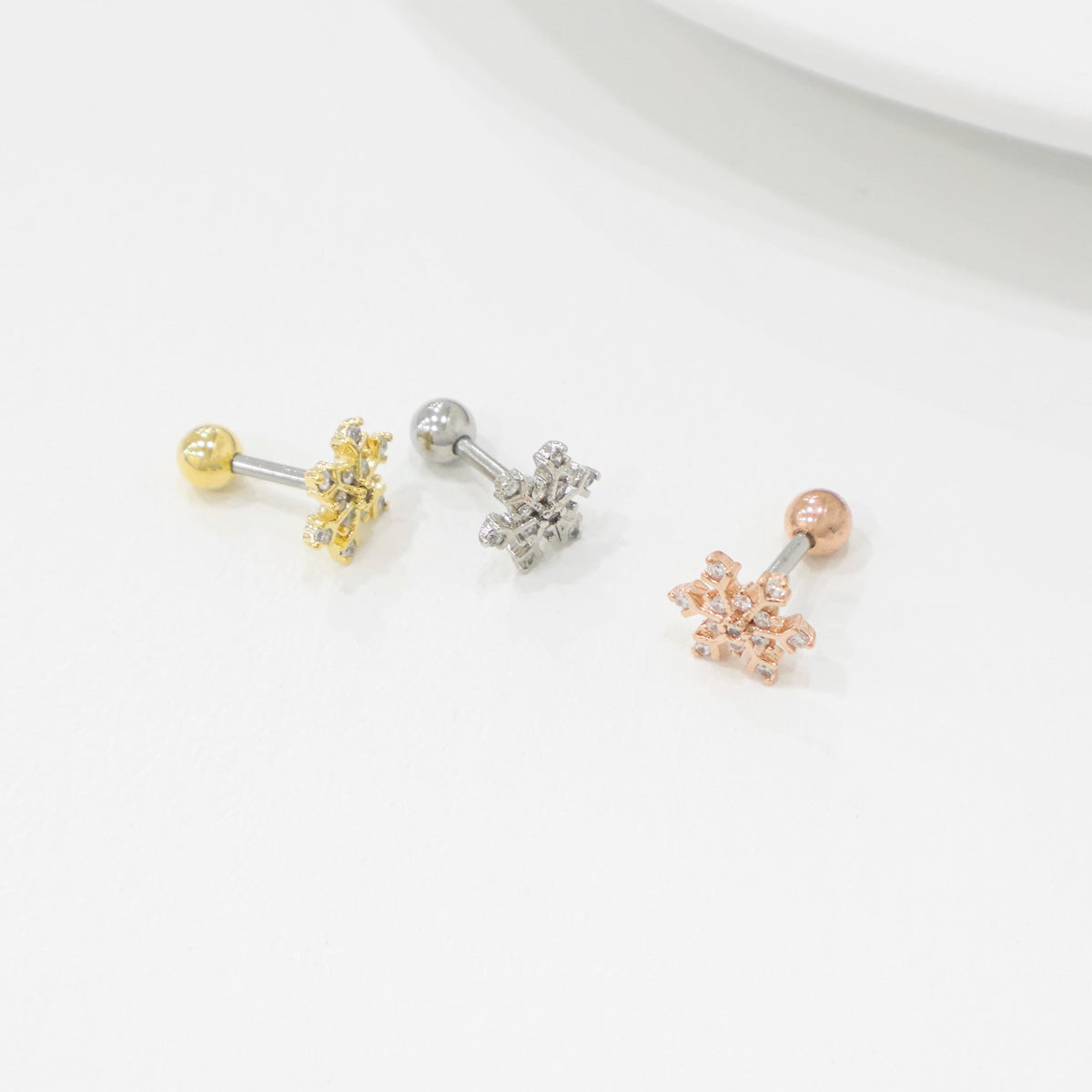 Winter Snowflake Stud Earrings – 2 Styles in Gold, Silver & Rose Gold | 8TTITTO8
