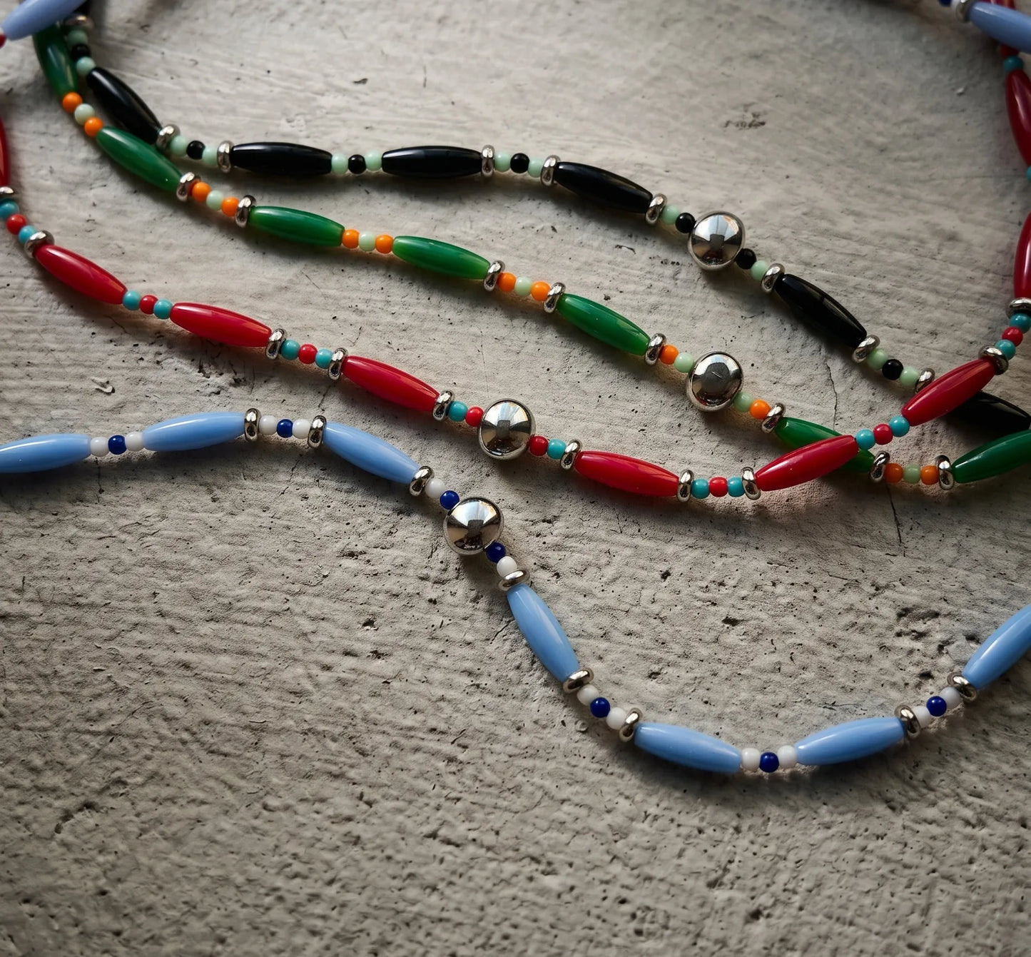 Oval Glass Bead Necklace | K-Style Stack · 4 Colors