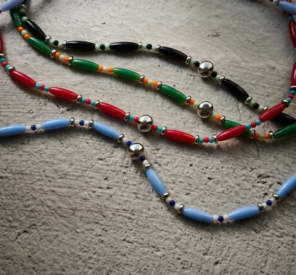 Oval Glass Bead Necklace | K-Style Stack · 4 Colors