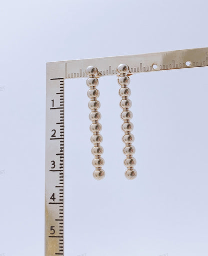 Minimalist Fixed Ball Bar Drop Earrings - Gold & Silver Titanium Post