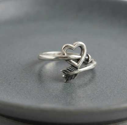 925 Sterling Silver Vintage Ring - Claddagh, Cupid Arrow & Heart Cross