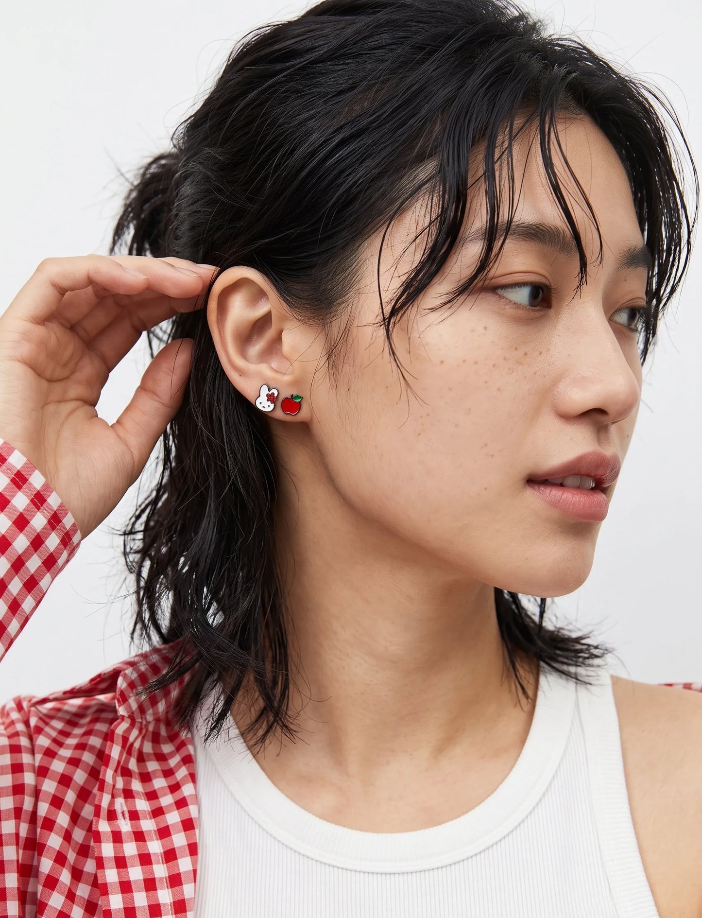 Miffy & Boris Brass Enamel Stud Earrings, 4-Piece Set