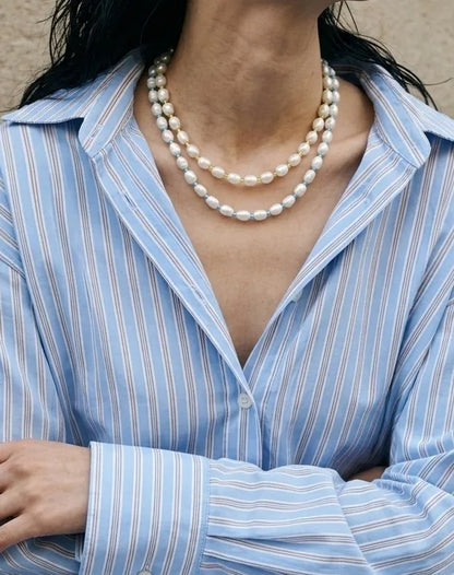 Real Freshwater Pearl & Color Bead Choker Necklace | Y2K Kitsch Neck Stack