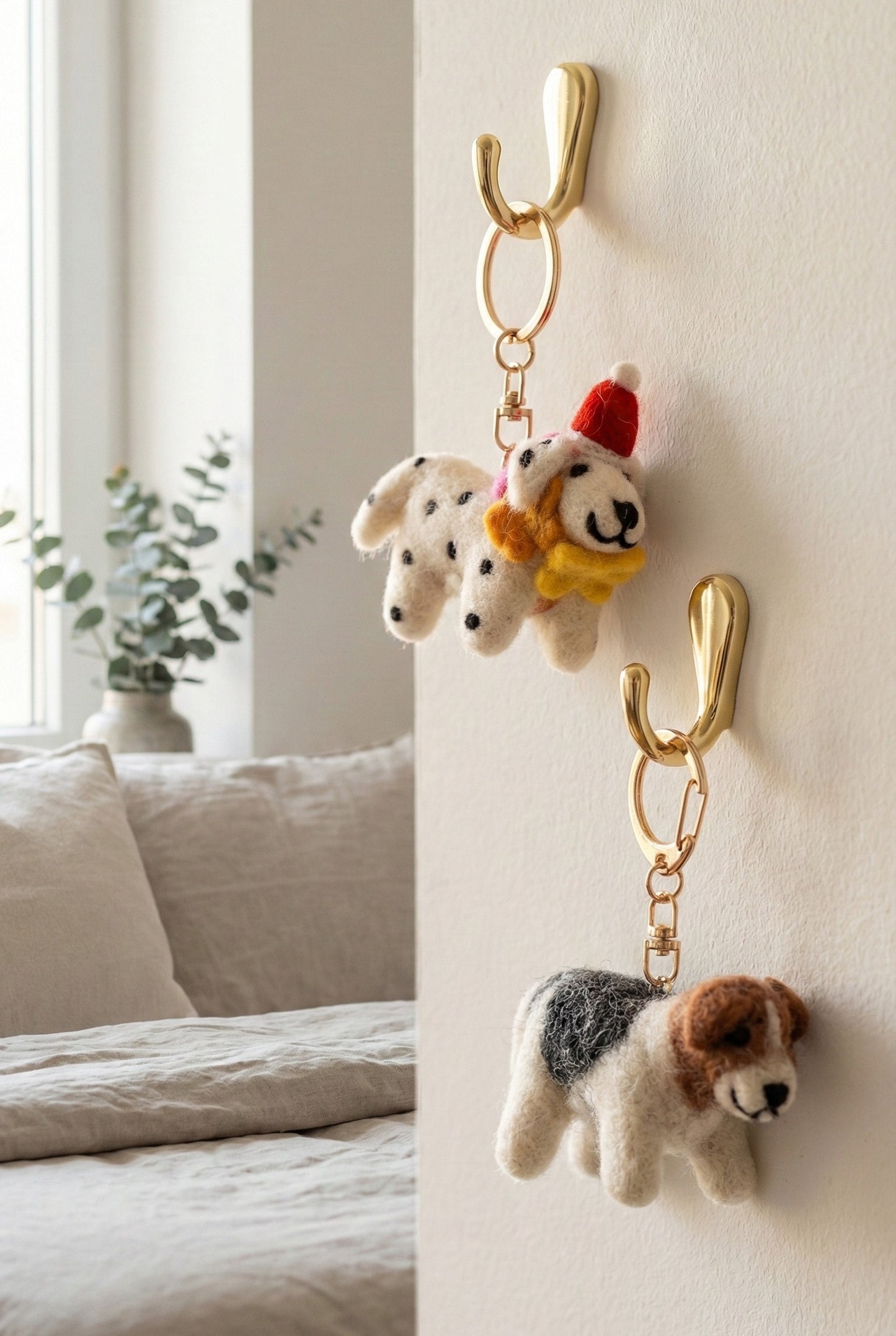 Nepal Handmade Wool Felt Dog Keychain - Dalmatian & Terrier Bag Charm