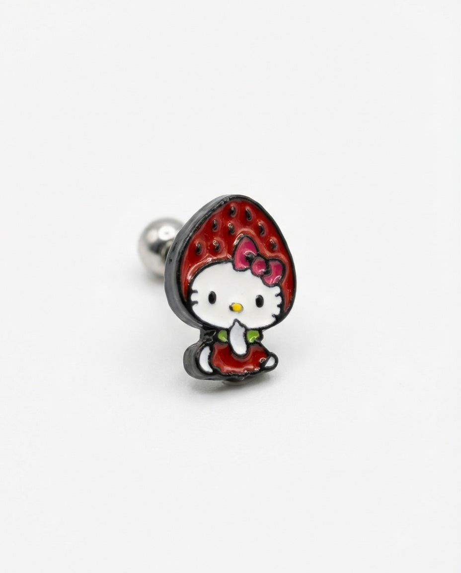 Hello Kitty Strawberry Barbell Stud Set | Surgical Steel Piercing