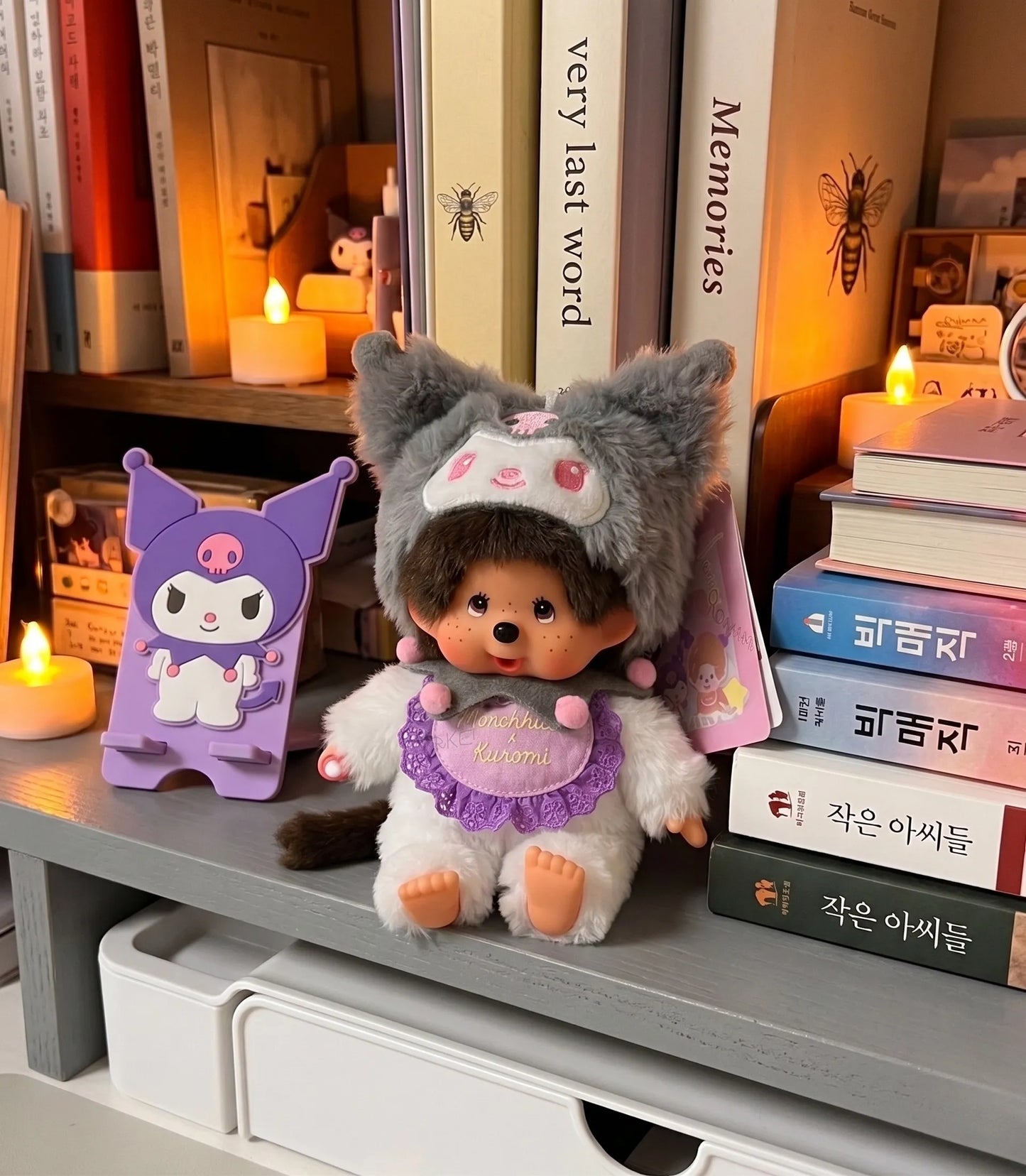 Monchhichi x My Melody & Kuromi Plush Bag Charm Keychain (Sold Individually)