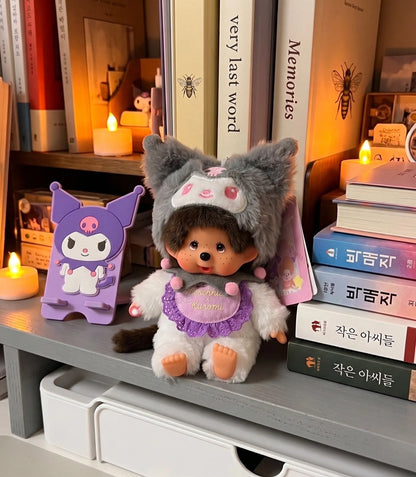 Monchhichi x My Melody & Kuromi Plush Bag Charm Keychain (Sold Individually)