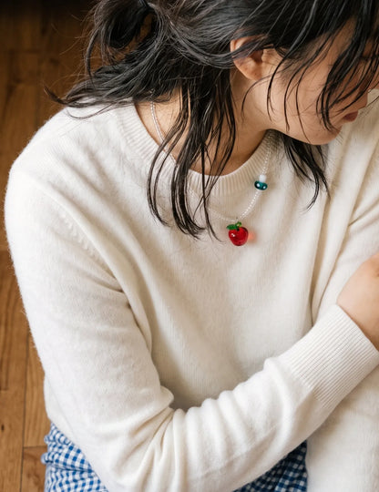 Fruit Charm Bead Necklace | Apple or Strawberry – K-Style