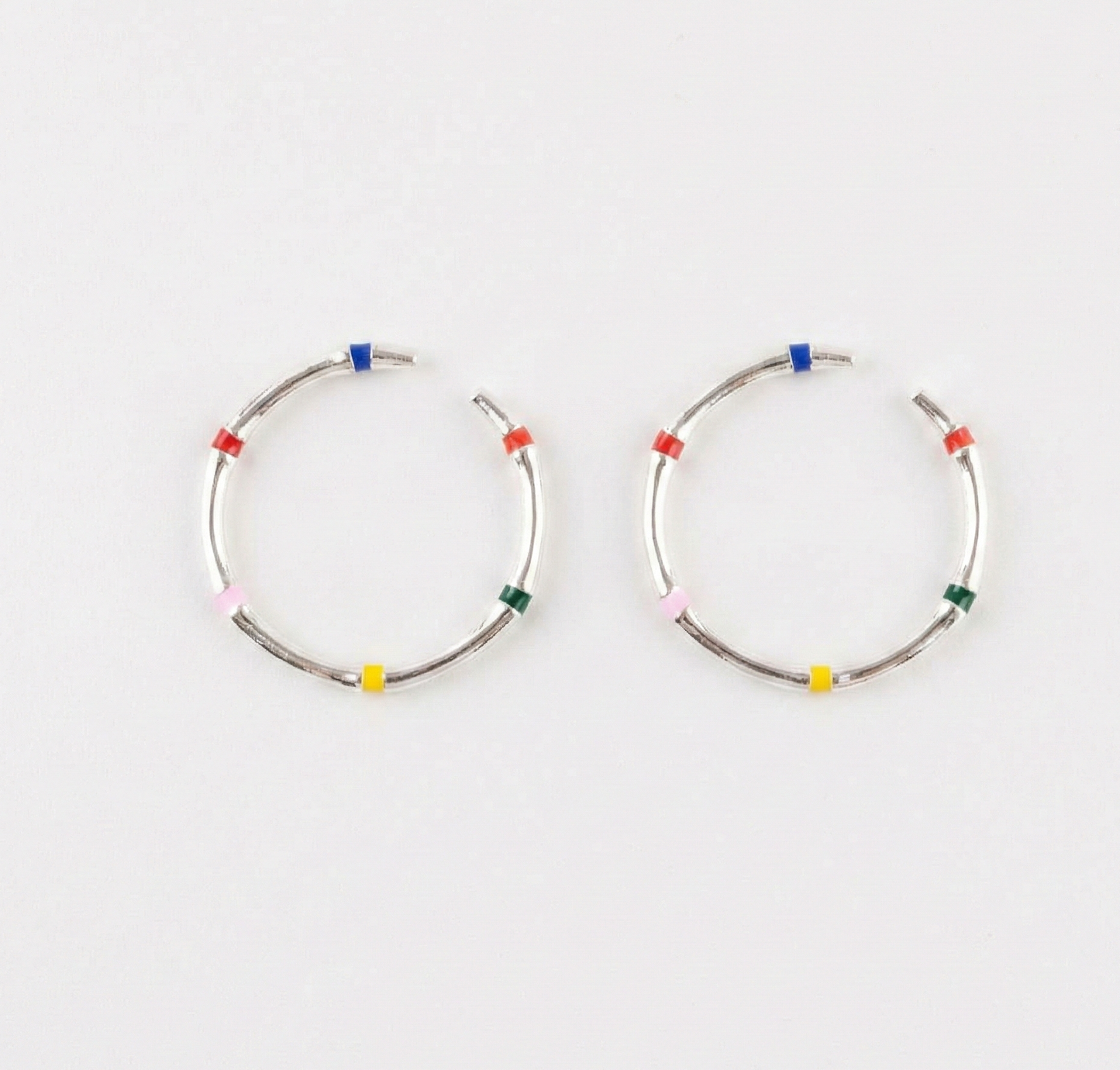 925 Sterling Silver Multicolor Enamel Stackable Open Ring — Adjustable Dainty Band