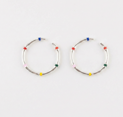 925 Sterling Silver Multicolor Enamel Stackable Open Ring — Adjustable Dainty Band