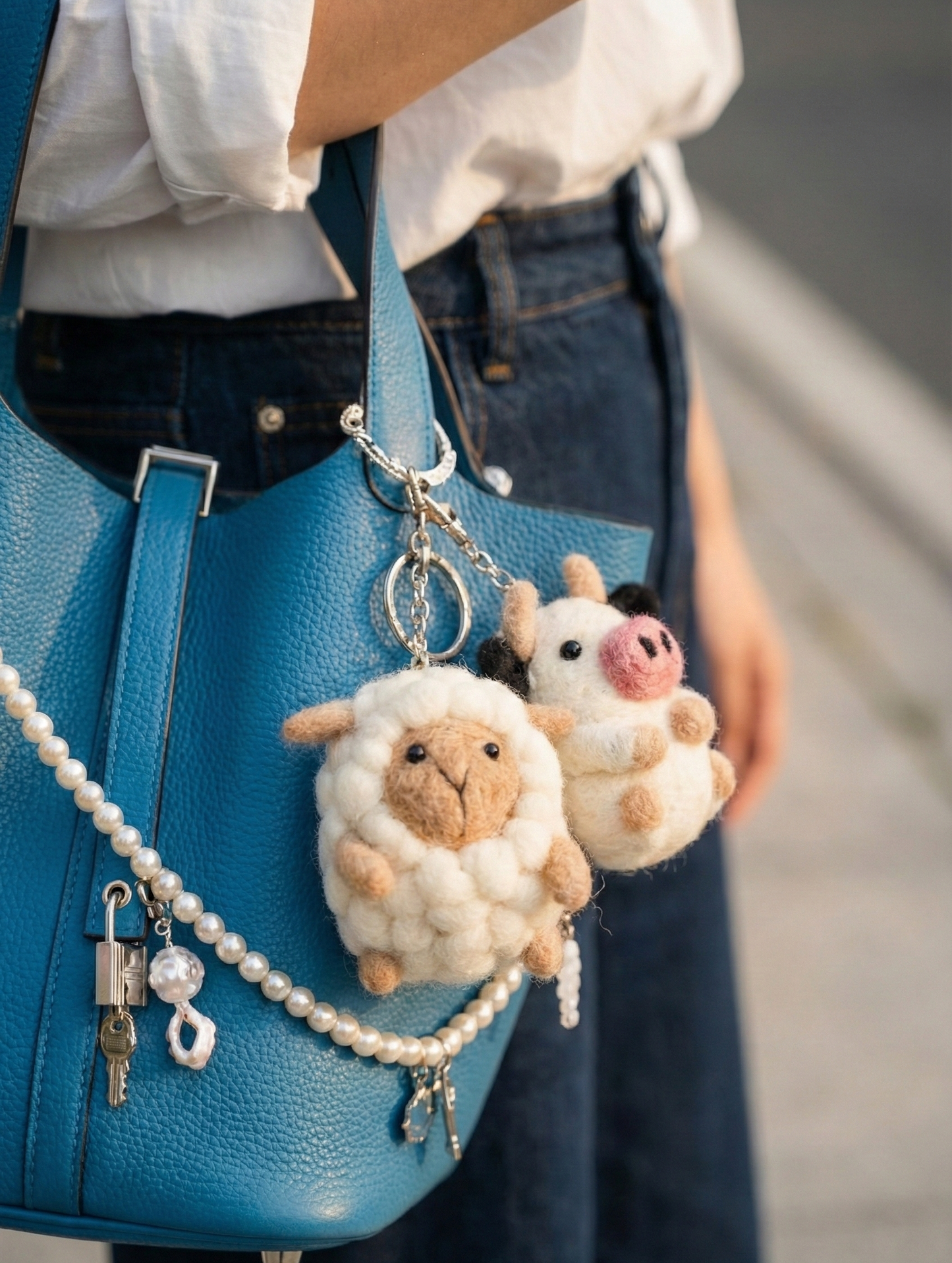 Handmade Nepal Wool Felt Animal Keychain - 5 Styles Bag Charm