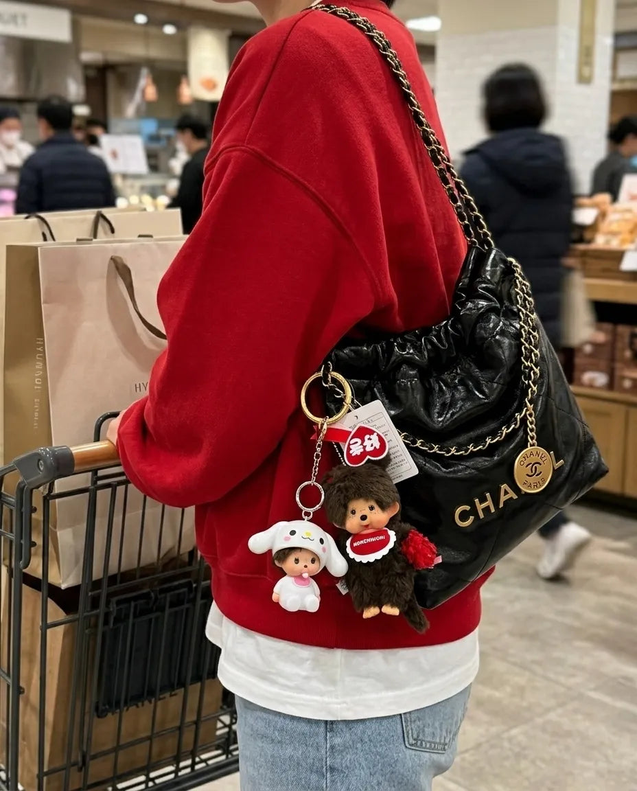 Monchhichi Cheerleader Plush Keychain Bag Charm | Yellow & Red