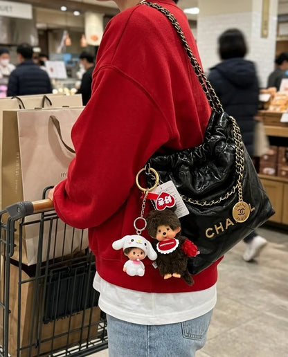 Monchhichi Cheerleader Plush Keychain Bag Charm | Yellow & Red