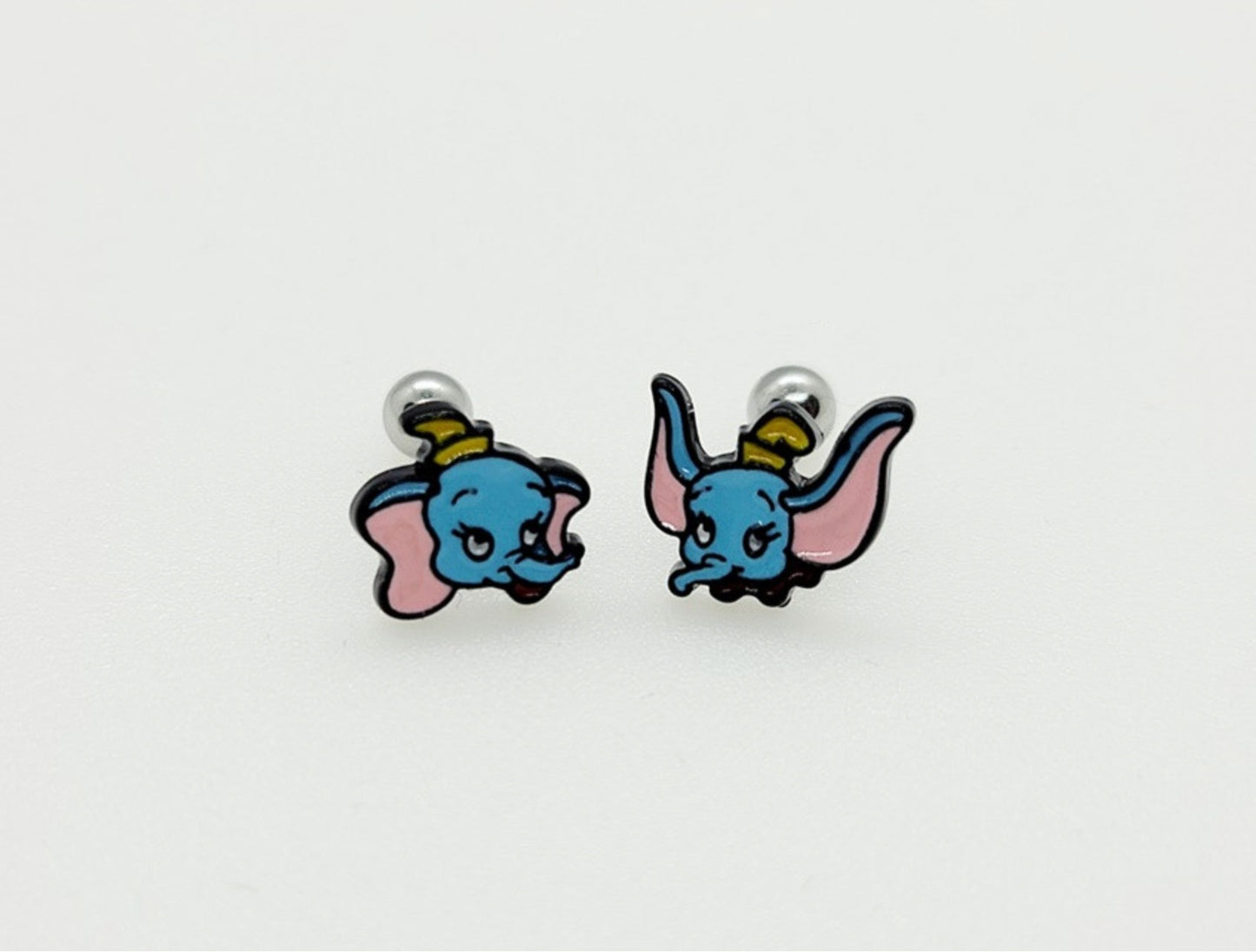 Cute baby elephant surgical steel piercing in two designs - flying and sitting poses with yellow hat