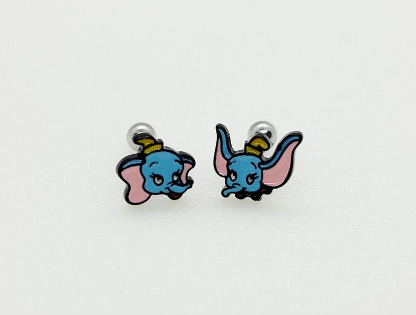 Cute baby elephant surgical steel piercing in two designs - flying and sitting poses with yellow hat