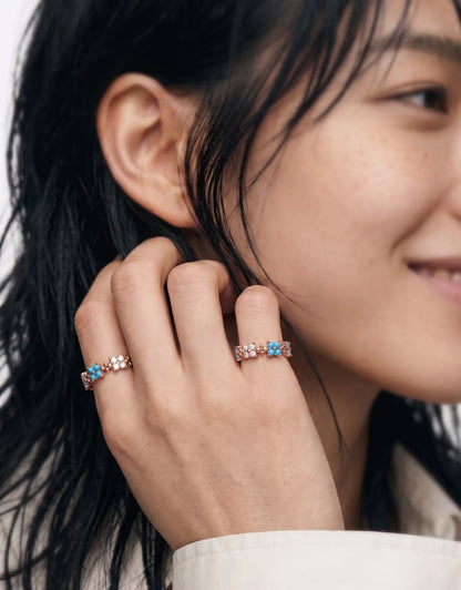 Turquoise Floral Eternity Ring | K-Style Stack