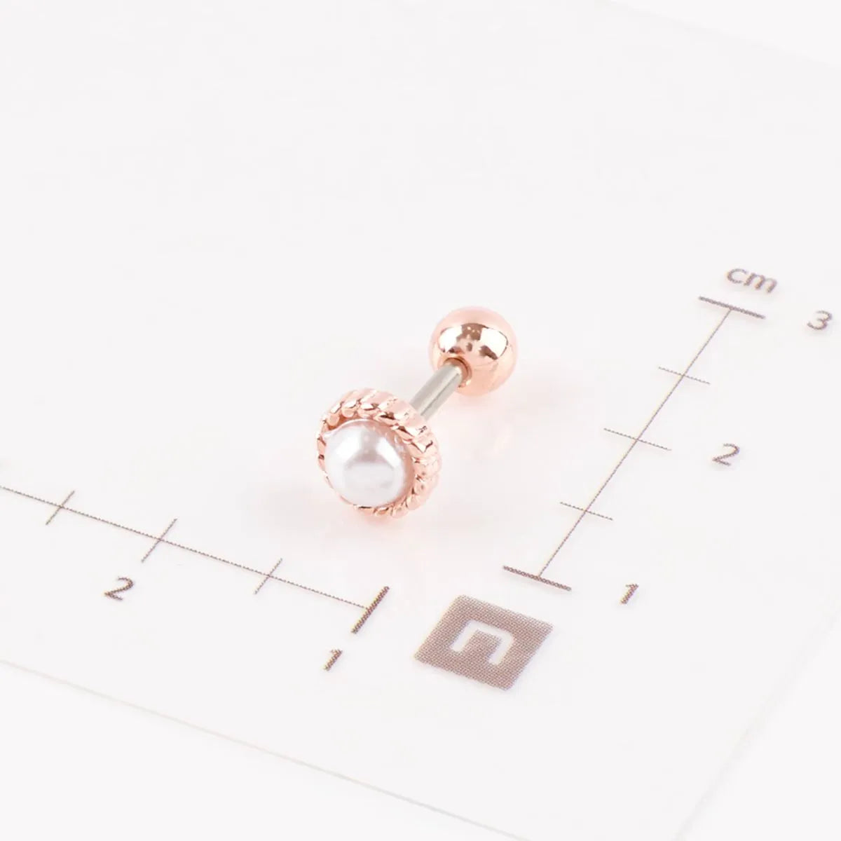 Vintage Rope Frame Pearl Stud Piercing – Helix Conch Lobe Ear Curation (Single)