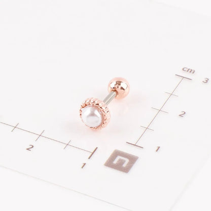 Vintage Rope Frame Pearl Stud Piercing – Helix Conch Lobe Ear Curation (Single)