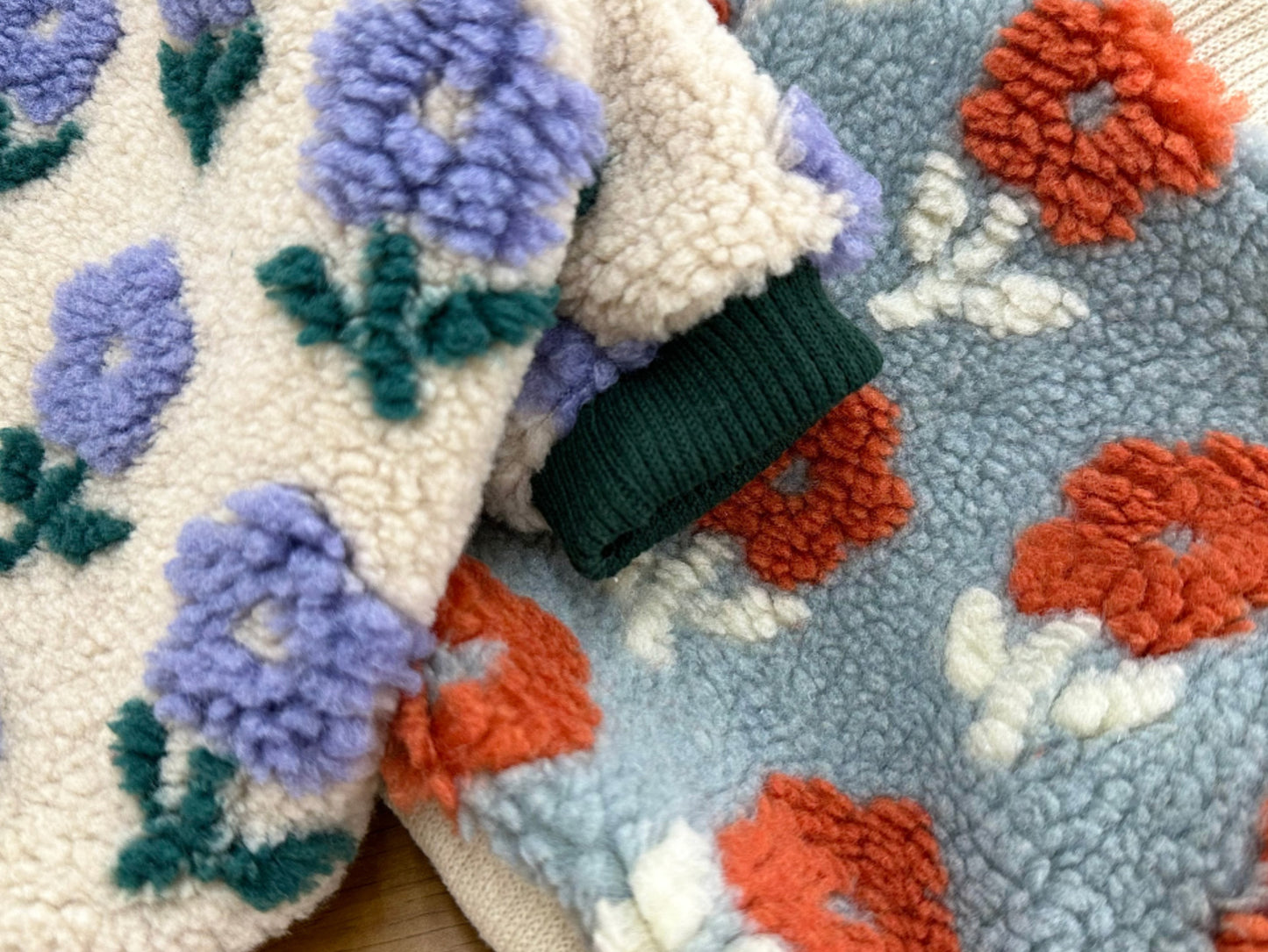 Floral Embroidery Dog Sherpa Fleece Sweater - Winter Pullover