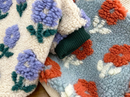 Floral Embroidery Dog Sherpa Fleece Sweater - Winter Pullover