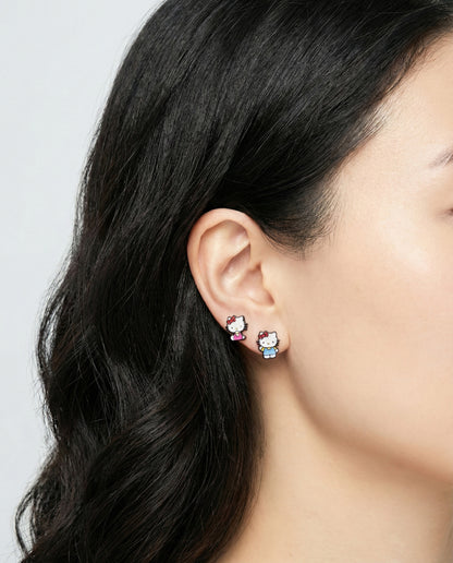 Hello Kitty Asymmetrical Stud Earrings - 925 Silver Post