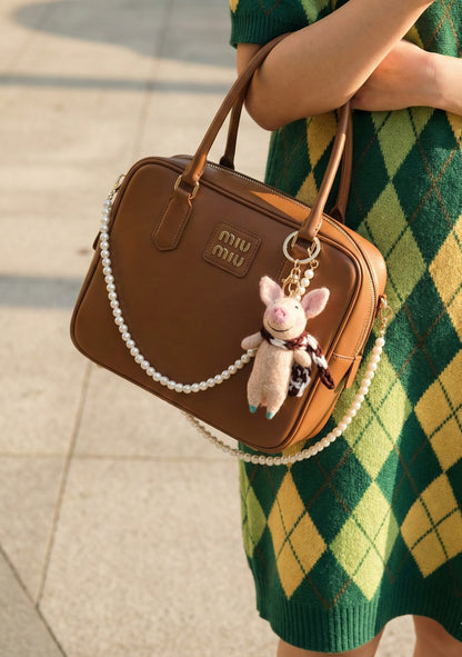 Handmade Nepal Wool Felt Animal Keychain - Pig & Hedgehog Bag Charm