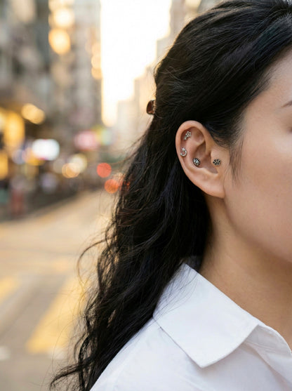 Surgical Steel Antique Piercing - 6 Designs Star Moon Paw Crown | Cartilage Helix Tragus Stud