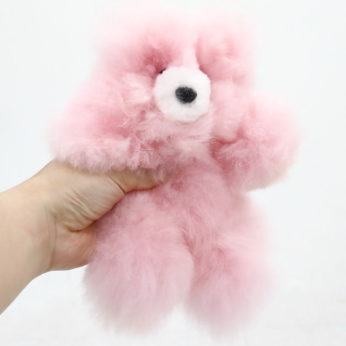 Handmade Real Alpaca Fur Fluffy Bear Keyring Bag Charm 20cm