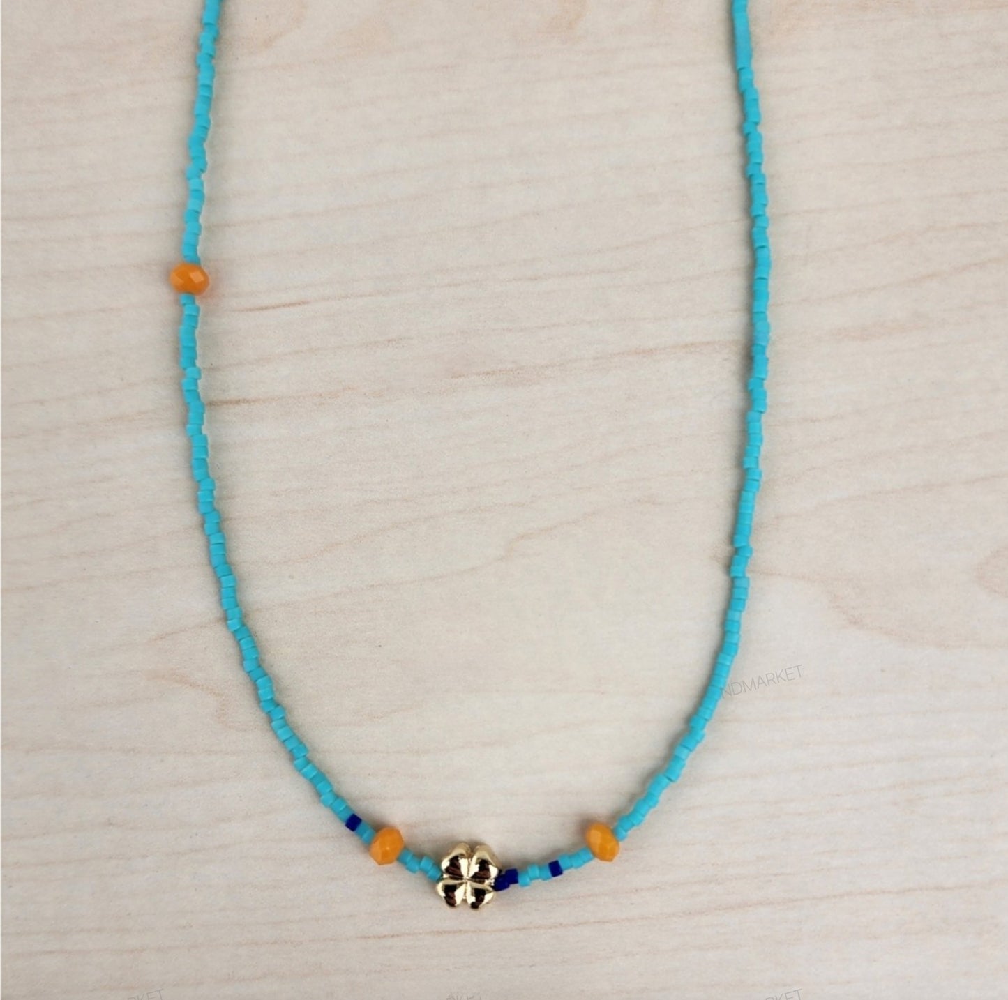 Lucky Four-Leaf Clover Seed Bead Choker Necklace - 5 Colors