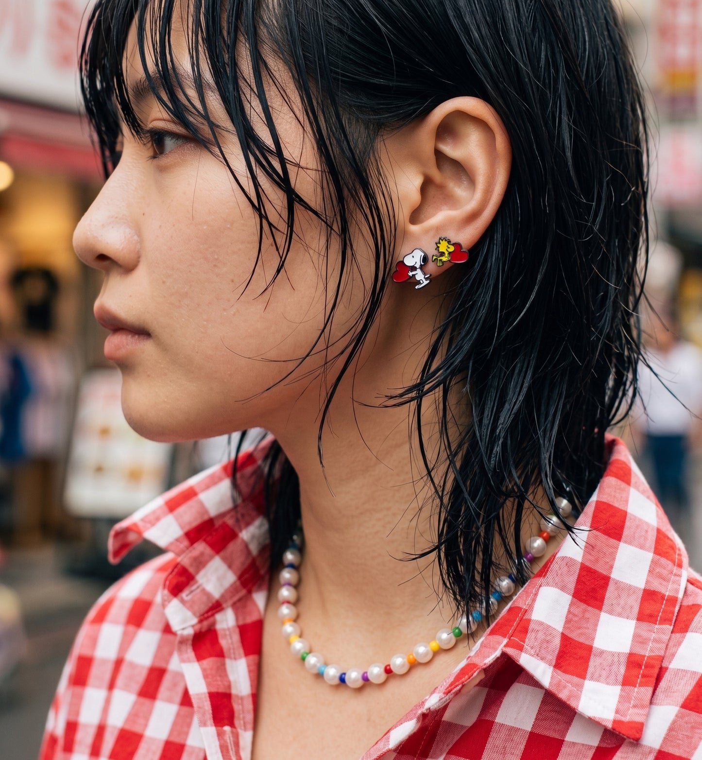 Rainbow Bead Acrylic Pearl Necklace — Y2K Kidcore Layered Choker