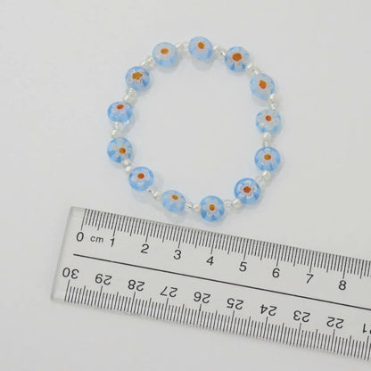 Millefiori Glass Flower Bead Bracelet — K-Handmade, 4 Colors