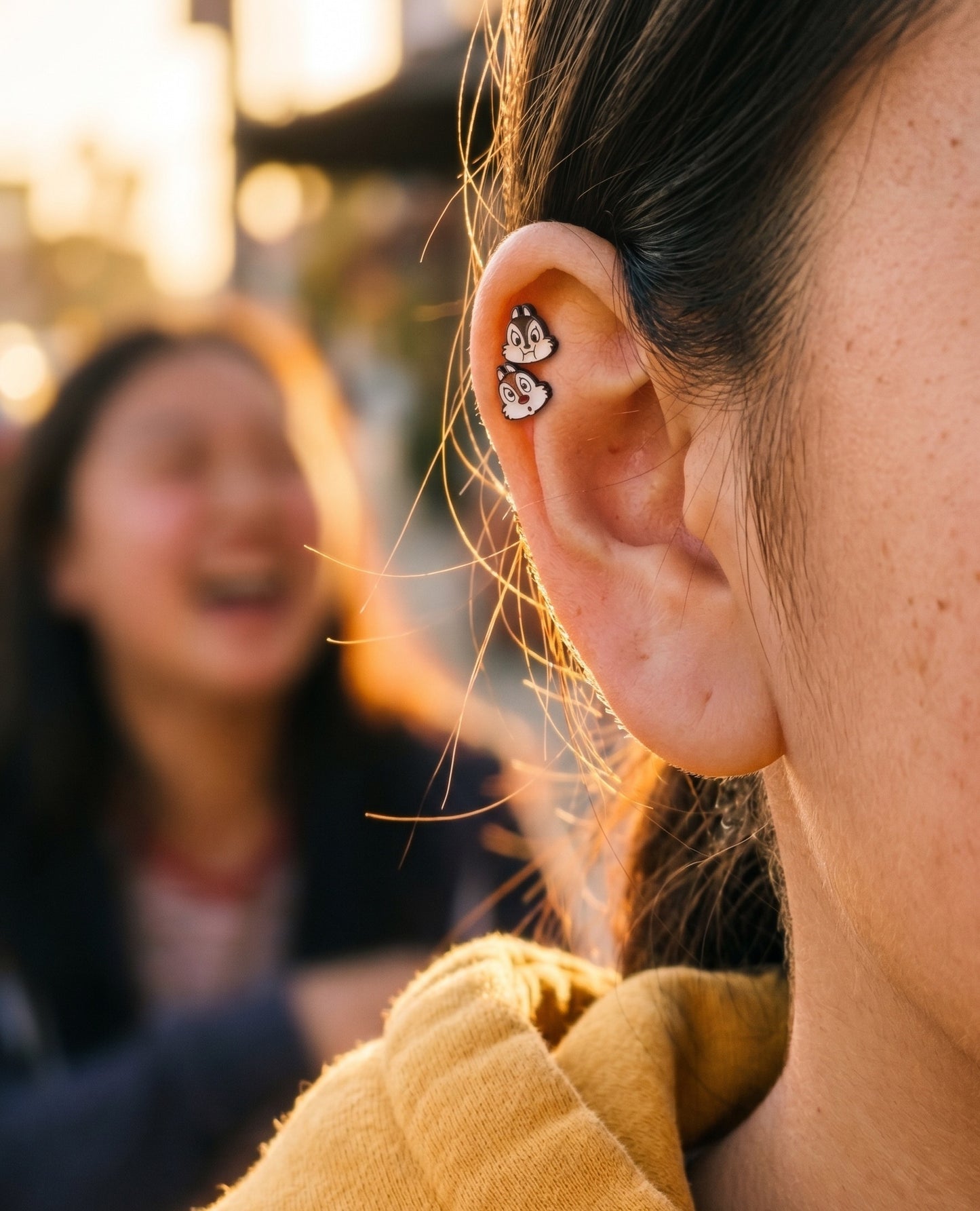 Chip 'n' Dale Barbell Stud | Mom & Daughter Matching Ear Stack